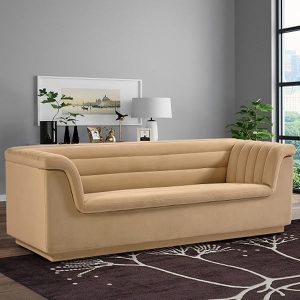 Three Seater Sofa Velvet Camel Cascada