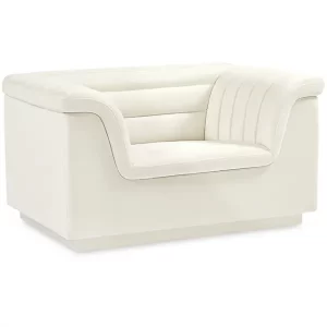 One Seater Sofa Cream Velvet Cascada