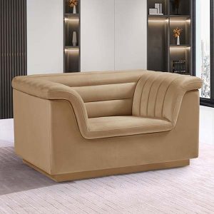 One Seater Sofa Camel Velvet Cascada