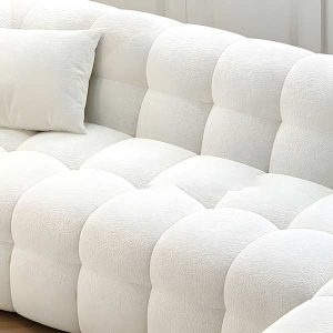 Scandi Cloudi Sofa White Boucle Fabric 3x2m Left Side