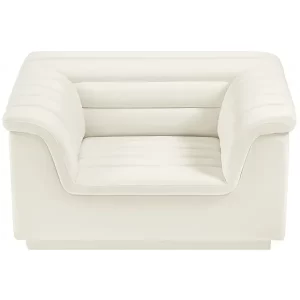 One Seater Sofa Cream Velvet Cascada