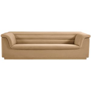 Three Seater Sofa Velvet Camel Cascada