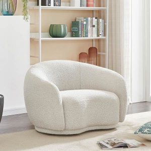 Armchair Boucle Cream Wave Style