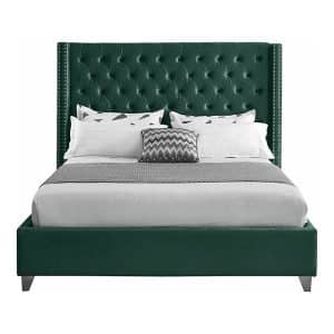 Adeina King Bed Velvet Green 180x200cm