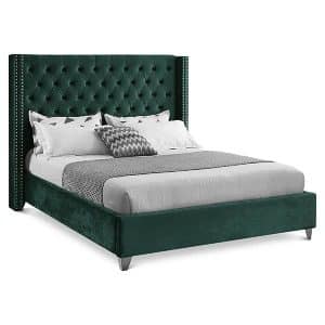 Adeina King Bed Velvet Green 180x200cm