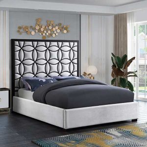 King Bed Velvet Gray 180x200cm Taj Model