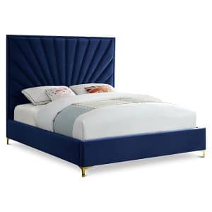 Queen Bed Velvet Blue 160x200cm Eclipsi Deluxe